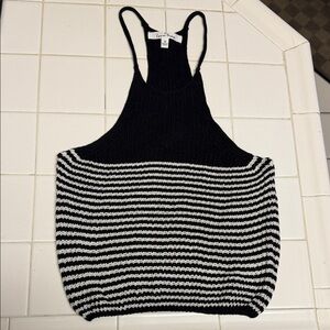 Forever 21 Black and White Knit Striped Tank Top